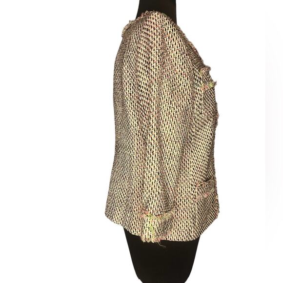 Talbots Tweed Multicolored Ladylike Office Neon Artsy Colorful Blazer 12P - Picture 4 of 8